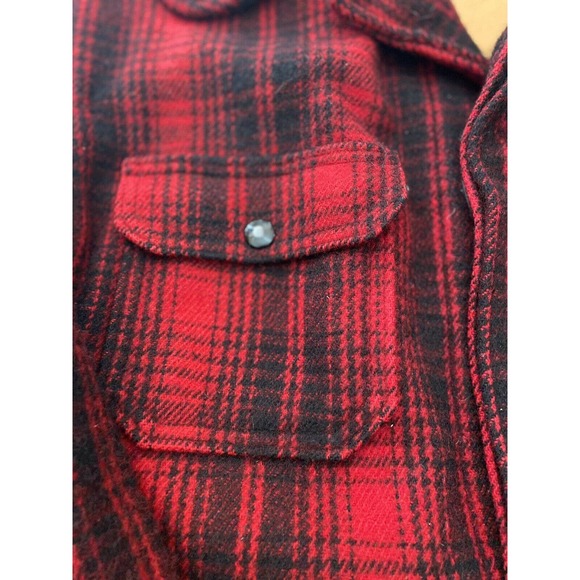 Vtg Woolrich 503 Mackinaw Coat Men's 44 Heavy Red Buffalo Plaid Barn Hunting - Picture 9 of 12